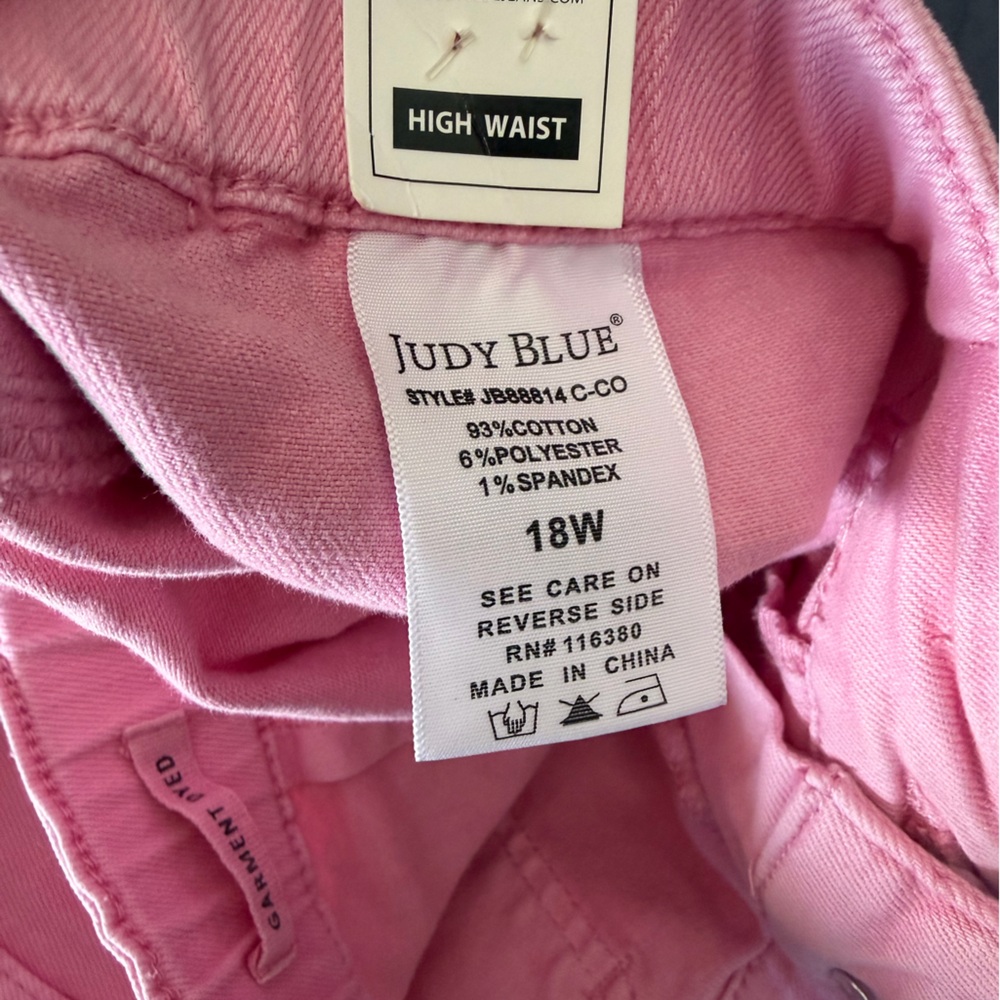 NWT Judy Blue Women’s High Rise  Pink Elastic/Tie Waist Jogger Pants Size 18W - Picture 7 of 8